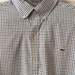 Vineyard Vines Blue and White Tech Style Checkered Shirt